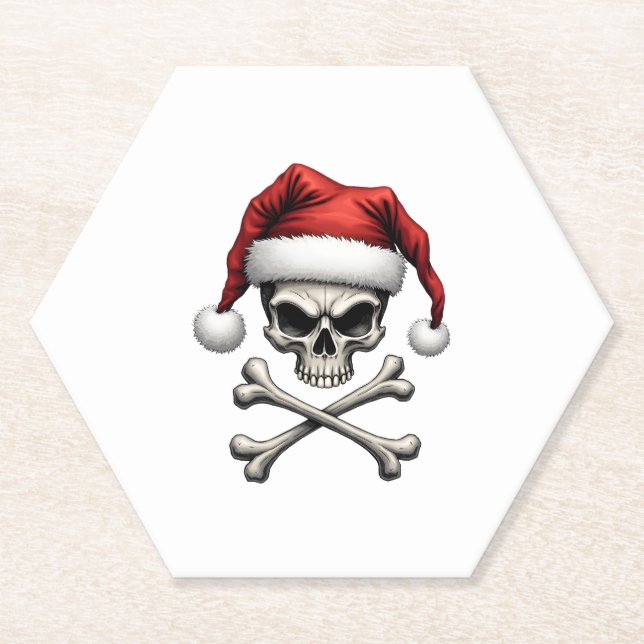 Dessous-de-verre En Papier Pirate Christmas Skull & Crossbones Santa Hat. Got (Devant)