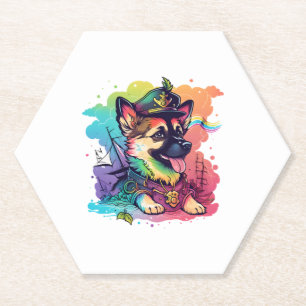 Dessous-de-verre En Papier Pirate de chien berger allemand