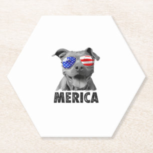 Dessous-de-verre En Papier Pit Bull 4 juillet Merica Hommes Drapeau Américain