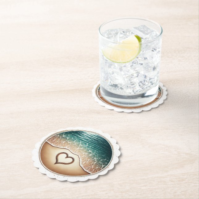 Dessous-de-verre En Papier Plage d'amour (En situation)