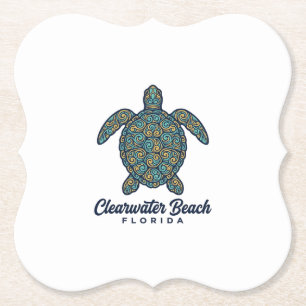 Dessous-de-verre En Papier Plage de Clearwater Floride Tortue de mer Concepti
