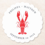 Dessous-de-verre En Papier Plage de homard côtier Boil Mariage Personnalisé<br><div class="desc">Dessous de verre en papier rond de mariage de plage de homard côtier. Personnalisez ceci avec vos noms et date mariage. Cela rend également le cadeau parfait de remise de diplômes, anniversaire, mariage, douche nuptiale, anniversaire, baby shower ou bachelorette pour la personne ou le couple qui aime les célébrations de...</div>