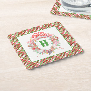 Dessous-de-verre En Papier Plaid 12 Jours de Noël Blason Monogrammé
