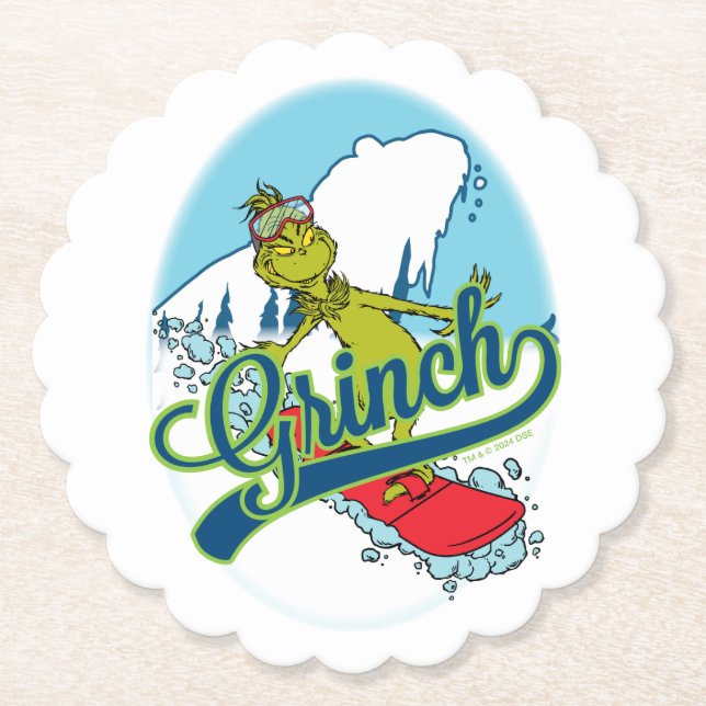 Dessous-de-verre En Papier Planche à neige du Grinch (Devant)