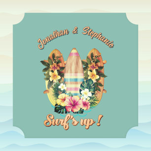 Dessous-de-verre En Papier Planches de surf Tropical Surfboards Fleurs Hawaïe