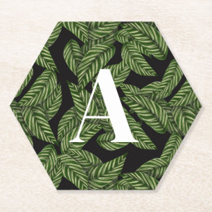 Dessous-de-verre En Papier Plante de feuille tropicale moderne Imprimer Monog