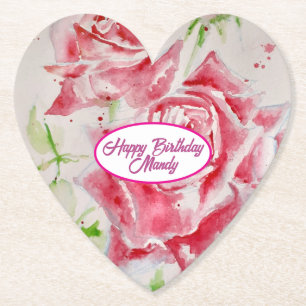 Dessous-de-verre En Papier Plaque de Motif de papier Rose Rose rouge