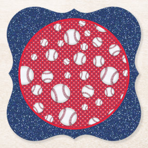 Dessous-de-verre En Papier Plaque de papier de baseball rouge blanc et bleu
