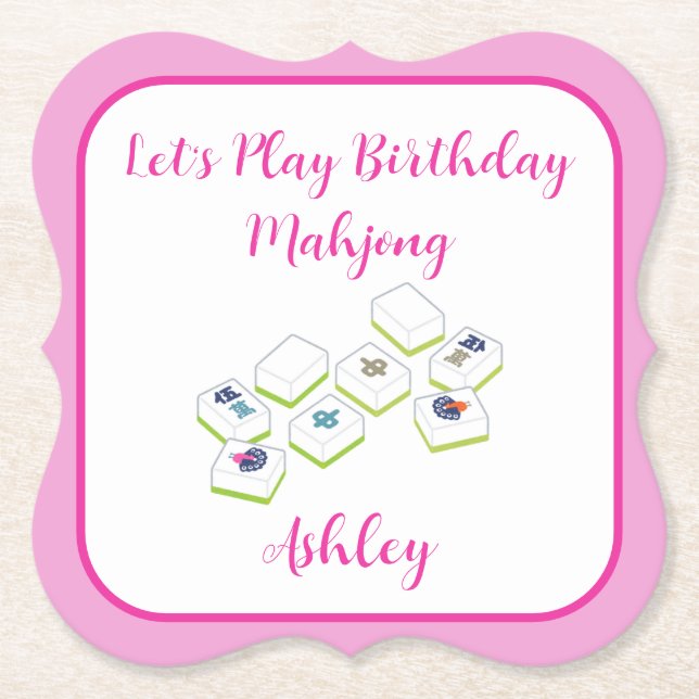 Dessous-de-verre En Papier Play Birthday Mahjong PERSONALIZE (Devant)