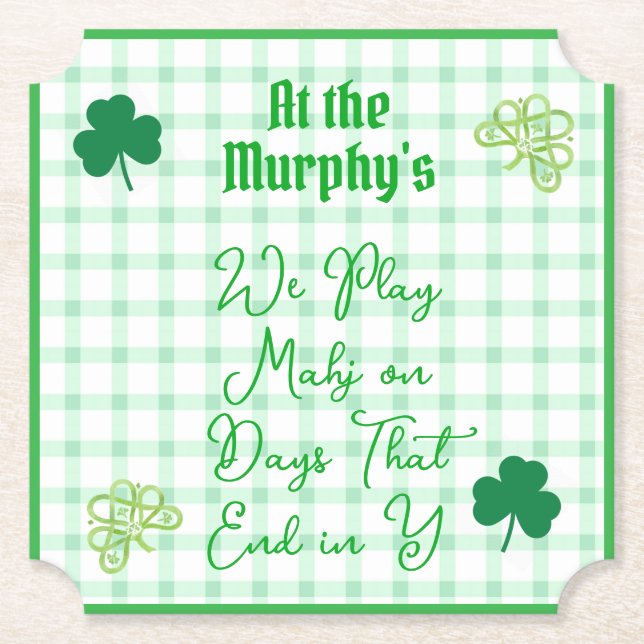 Dessous-de-verre En Papier Play Mahjong Days End Y Watercolor Shamrocks (Devant)