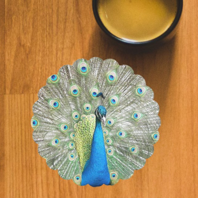 Dessous-de-verre En Papier Plumage bleu Peacock (In Situ Mug)