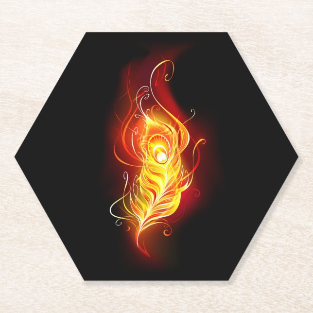 Dessous-de-verre En Papier Plume de paon de feu (Devant)
