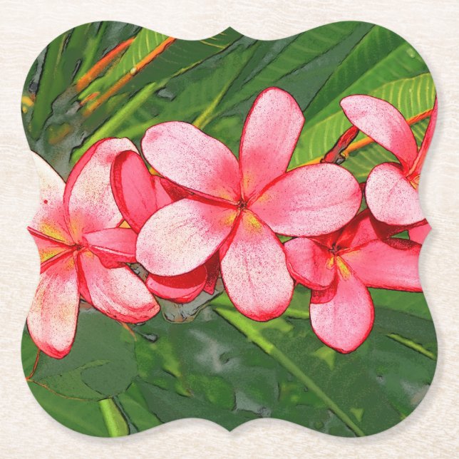 Dessous-de-verre En Papier Plumerias rose (Devant)