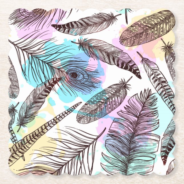 Dessous-de-verre En Papier Plumes de paquetage (Devant)