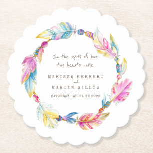 Dessous-de-verre En Papier Plumes et perles wreath boho dessous de verre mari