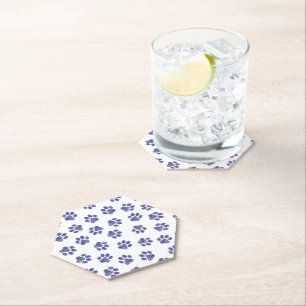 Dessous-de-verre En Papier Poches de Doodle, Paws de Chien, Paws Bleus de Mar