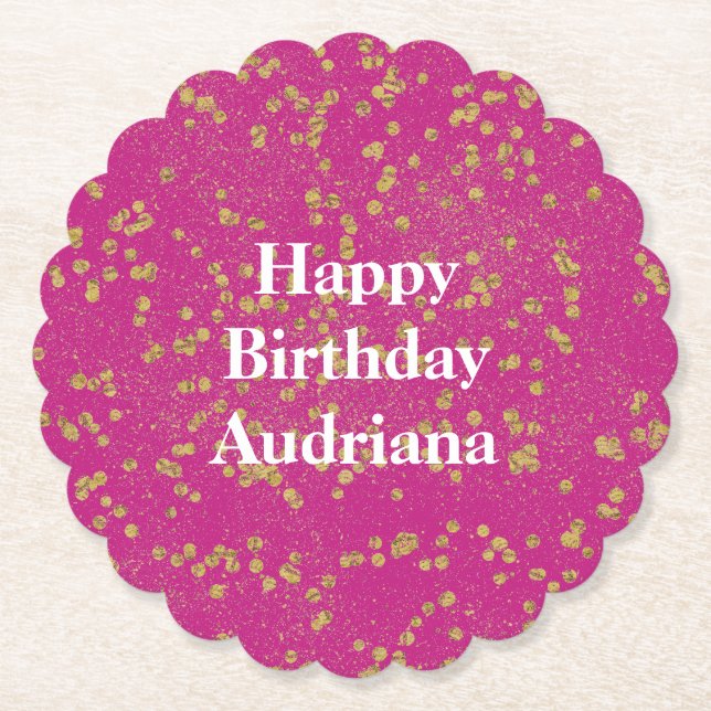 Dessous-de-verre En Papier Points Confetti Glitzy Rose Or Étincelle (Devant)