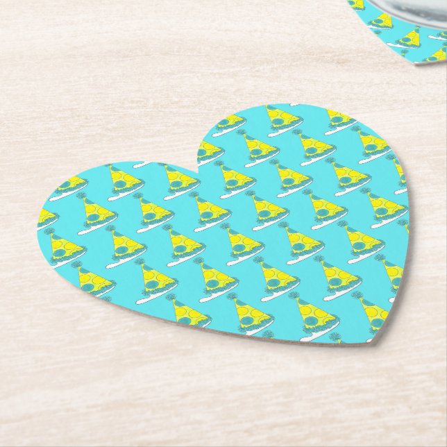 Dessous-de-verre En Papier Polka Dot Casquette Bonne fête d'anniversaire (Incliné)