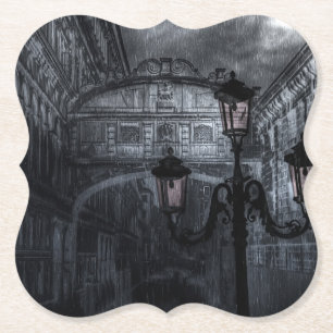 Dessous-de-verre En Papier Pont des Soupirs de la Pluie de Venise sombre à la