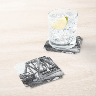 Dessous-de-verre En Papier Pont vieux pencilart Monochrome