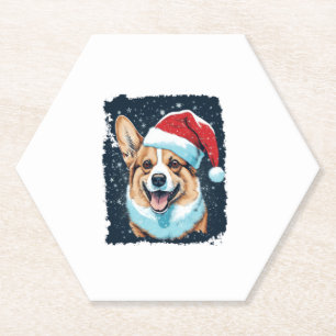 Dessous-de-verre En Papier Pop Art Chien Corgi de Noël