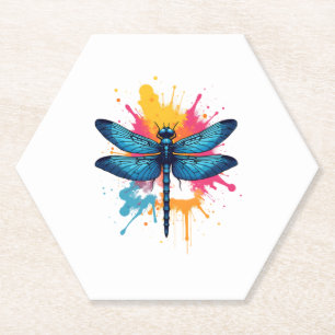 Dessous-de-verre En Papier Pop coloré artistique Art peint libellule