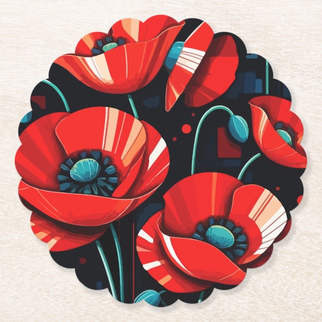 Dessous-de-verre En Papier Poppy Papaver flowers (Devant)