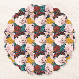 Dessous-de-verre En Papier Porcs avec le motif de casquettes