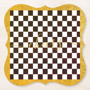 Dessous-de-verre En Papier Porlien Or Personnalisé Avec Courtoisie Check Home