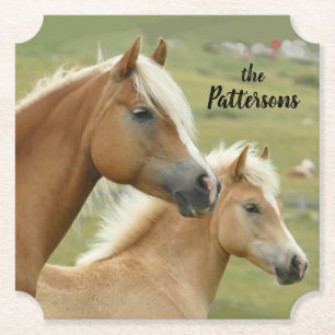 Dessous-de-verre En Papier Portrait de jument et de poulain Chevaux Set de 6