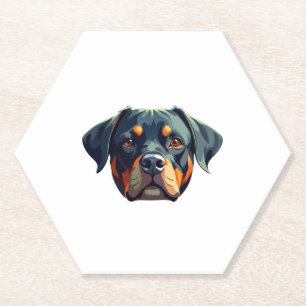 Dessous-de-verre En Papier Portrait Moderne de Rottweiler � Chien de Style Ve