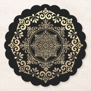 Dessous-de-verre En Papier Posavasos de cartón negro con decoración