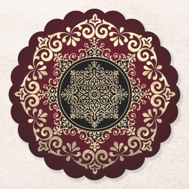 Dessous-de-verre En Papier Posavasos de cartón rojo con decoración (Devant)