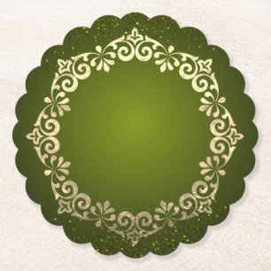 Dessous-de-verre En Papier Posavasos de cartón verde con purpurpurina