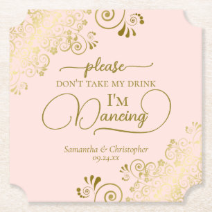 Dessous-de-verre En Papier Posh Blush Pink & Gold ne prenez pas mon Mariage d