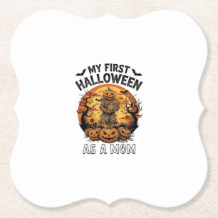 Dessous-de-verre En Papier Premier Halloween en tant que maman citrouille épo