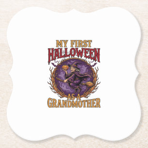 Dessous-de-verre En Papier Premier Halloween en tant que sorcière grand-mère