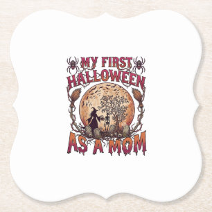 Dessous-de-verre En Papier Premier Halloween en tant que sorcière maman squel