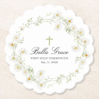 Première Sainte Communion White Daisy Floral Custo