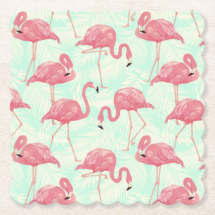 Dessous-de-verre En Papier Preppy Chic Elegant Pink Flamingo Motif