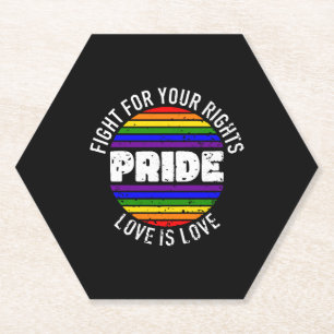 Dessous-de-verre En Papier Pride LGBT Love gagne, nous sommes queet fiers Cop