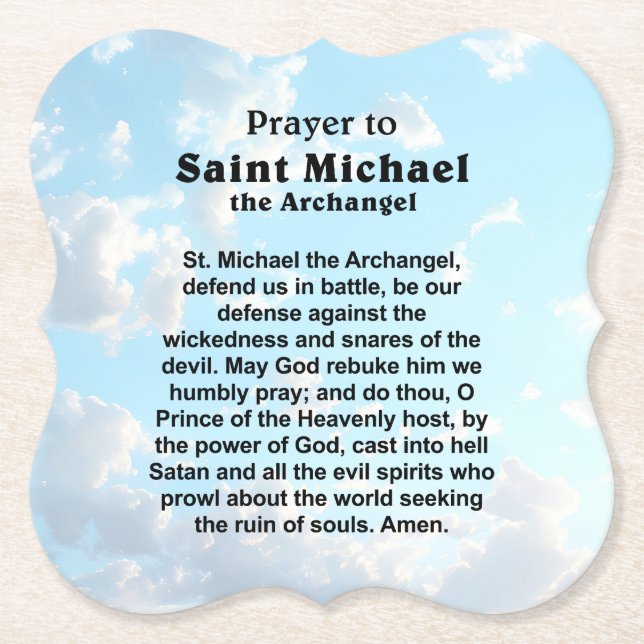 Dessous-de-verre En Papier Prière catholique pour la protection et le courage (Devant)