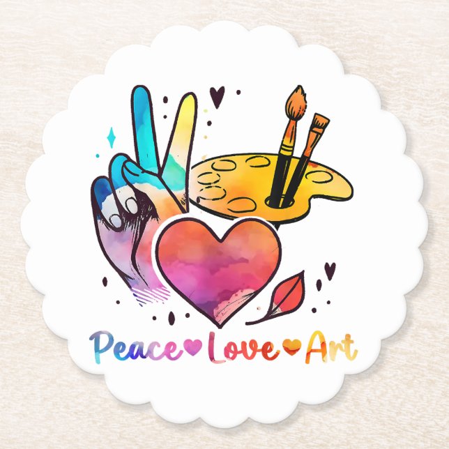 Dessous-de-verre En Papier Professeur D'Art Peace Love Art Pour Artistes Et P (Devant)
