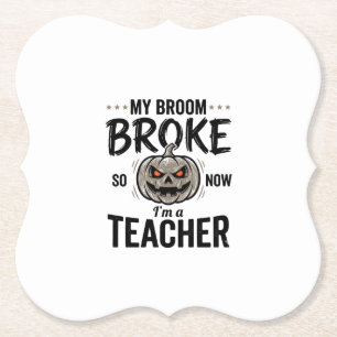 Dessous-de-verre En Papier Professeur Halloween Balai Cassa Bouleau Vintage D