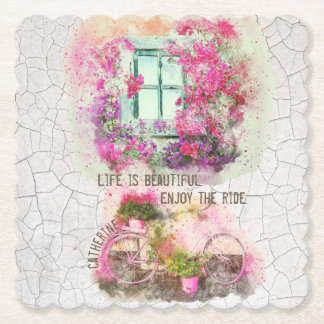 Dessous-de-verre En Papier Profitez De La Promenade | Vélo Aquarelle Avec Fle