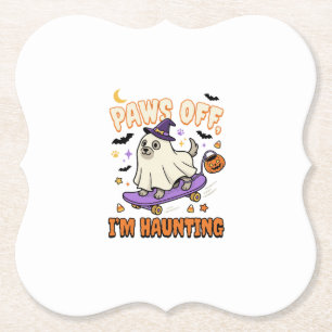 Dessous-de-verre En Papier Promenade en Skate de Chien d'Halloween Effrayant