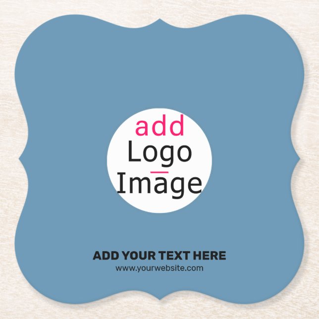 Dessous-de-verre En Papier Promo Business Party personnalisable Dusty Blue (Devant)