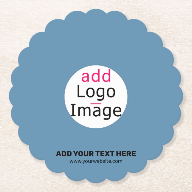 Dessous-de-verre En Papier Promo Mariage moderne personnalisable Dusty Blue (Devant)