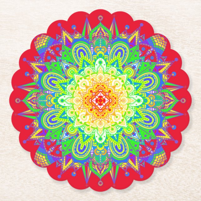Dessous-de-verre En Papier Psychedelic Zen Mandala Art Abstrait (Devant)