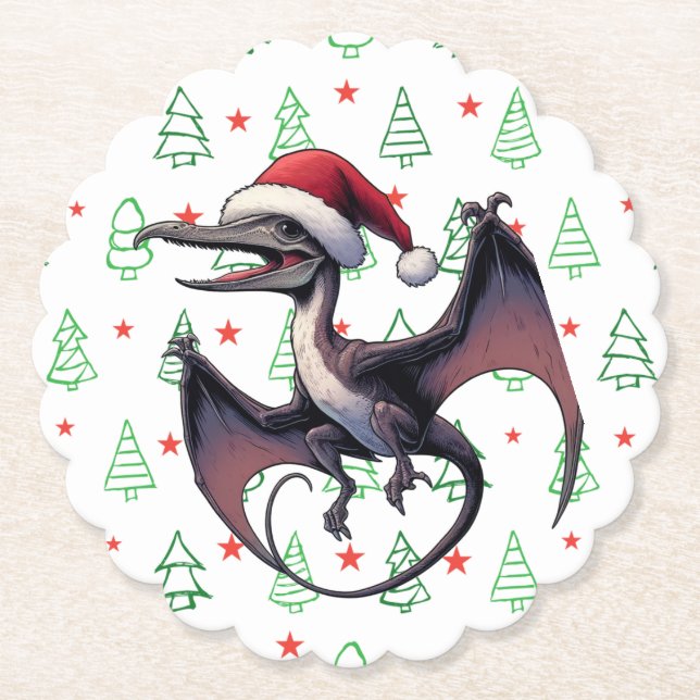 Dessous-de-verre En Papier Pterodactyle de Noël (Devant)